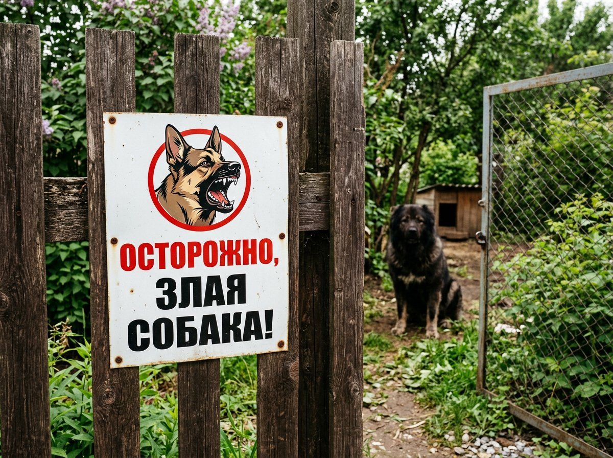 Пвх табличка "Осторожно, злая собака"